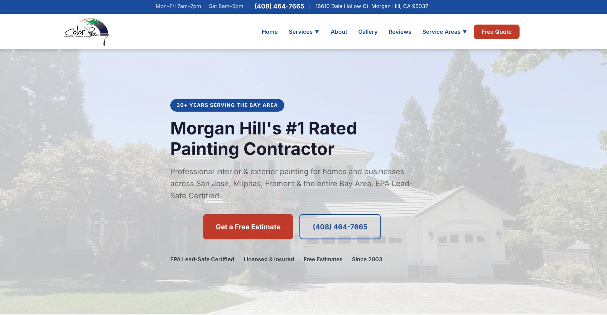 Color Pros Inc website on desktop