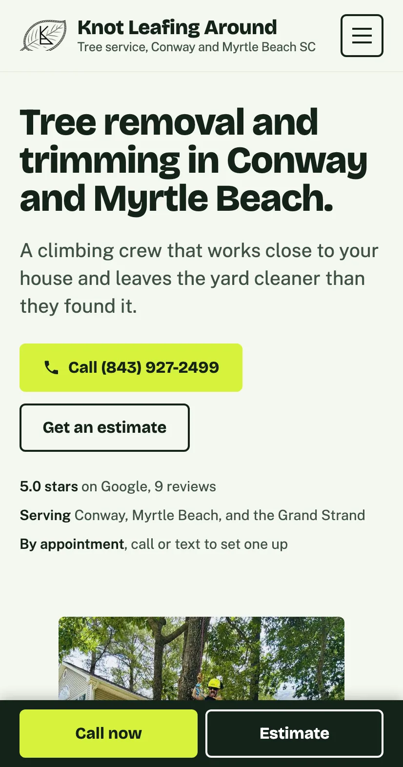 Knot Leafing Around website on mobile